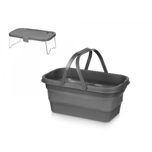Складная корзинка для пикника со столиком Flod, темно-серый - купить оптом