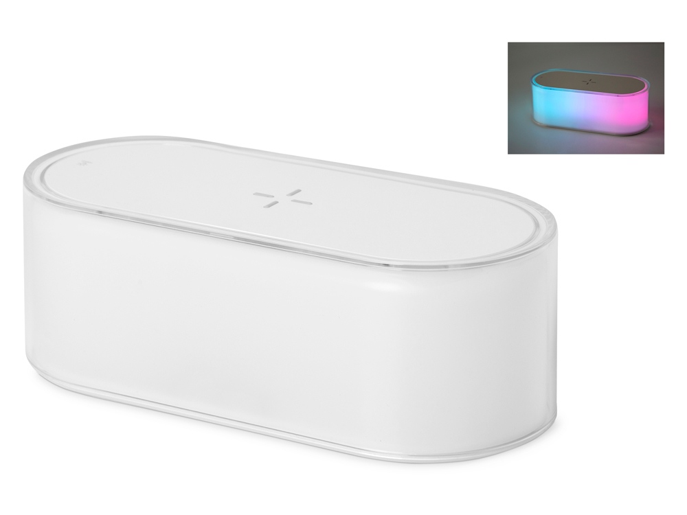 Ночник с беспроводной зарядкой и RGB подсветкой Miracle, 15 Вт, белый - купить оптом
