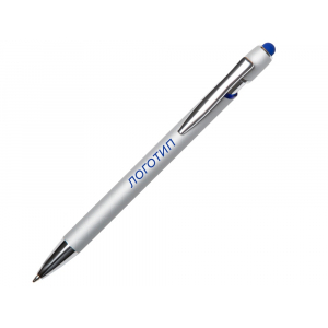 Ручка-стилус металлическая шариковая Sway  Monochrome с цветным зеркальным слоем, серебристый с темно-синим - купить оптом