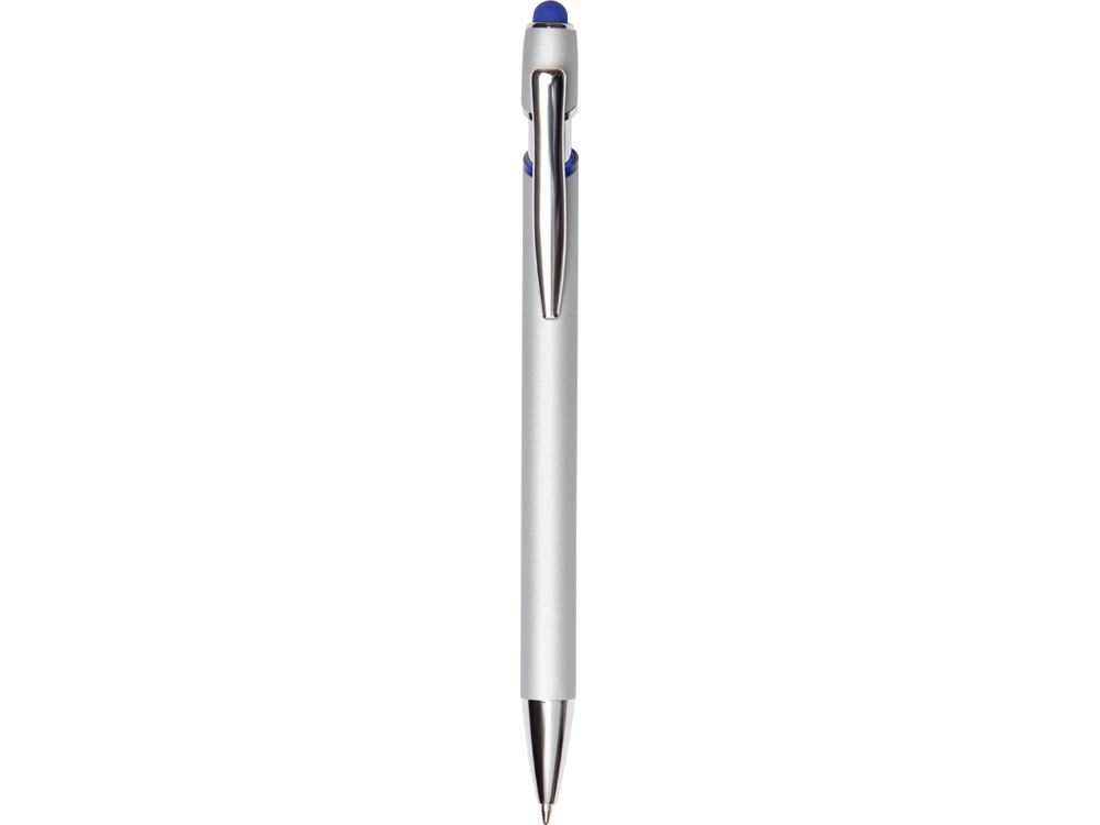 Ручка-стилус металлическая шариковая Sway  Monochrome с цветным зеркальным слоем, серебристый с темно-синим - купить оптом
