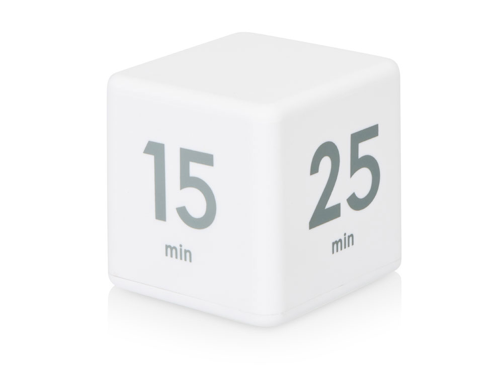 Таймер для тайм-менеджмента Time Capsule на 5-15-25-45 минут, софт-тач, белый - купить оптом