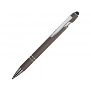 Ручка металлическая soft-touch шариковая со стилусом Sway, серый/серебристый (P) - купить оптом