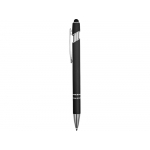 Ручка металлическая soft-touch шариковая со стилусом Sway, черный/серебристый (P), фото 2