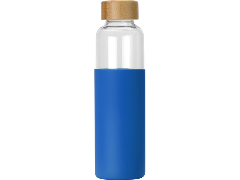Бутылка для воды стеклянная Refine, в чехле, 550 мл, темно-синий (P), прозрачный, синий, натуральный - купить оптом