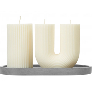 Набор свечей на подставке Aris, белый, серый - купить оптом