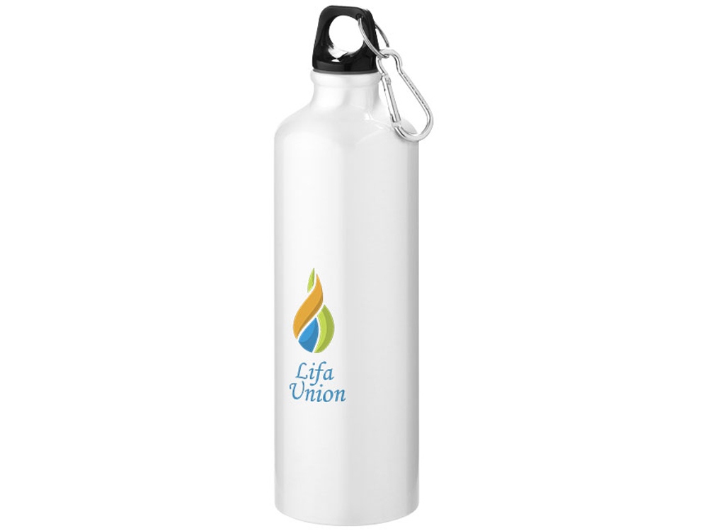 Алюминиевая бутылка для воды Oregon объемом 770 мл с карабином - Белый (P), белый - купить оптом