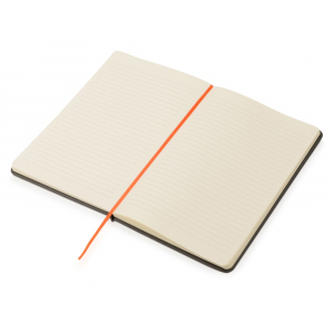 Блокнот Color линованный А5 в твердой обложке с резинкой, серый/оранжевый (P) - купить оптом