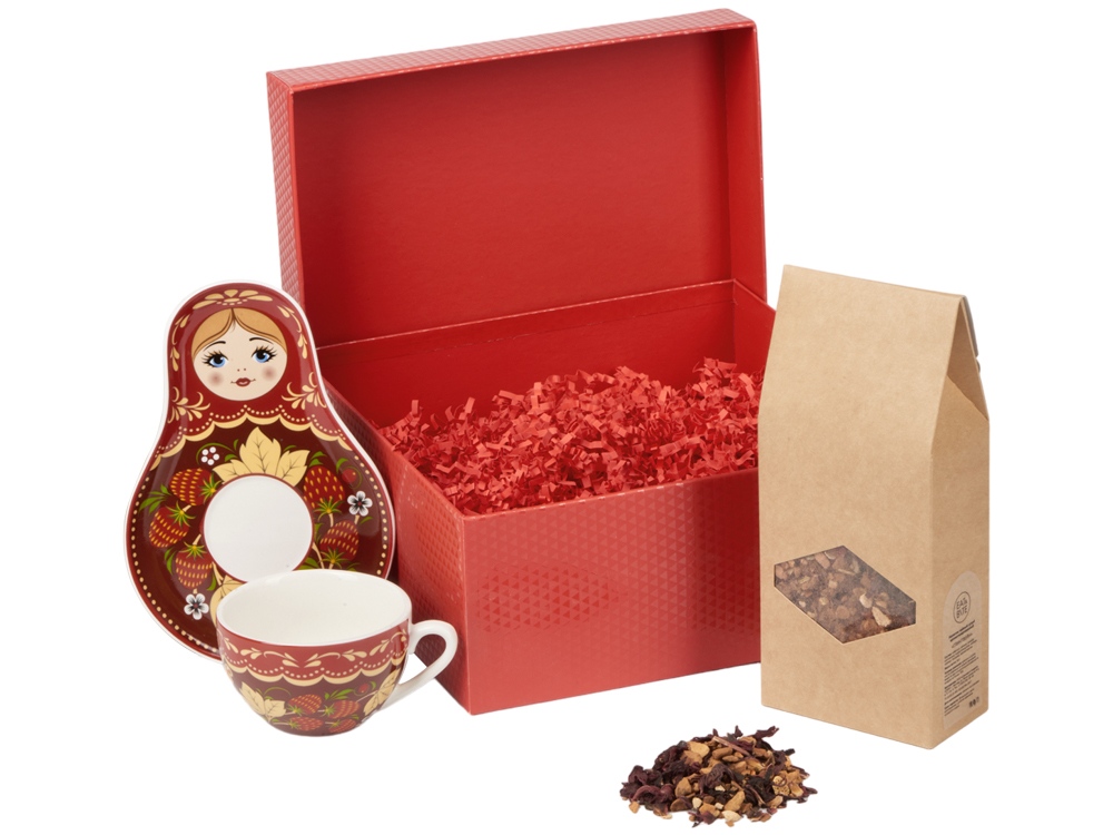 Подарочный набор: чайная пара, чай Глинтвейн, красный - купить оптом