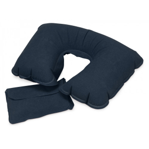 Подушка надувная под голову в чехле, темно-синий - купить оптом