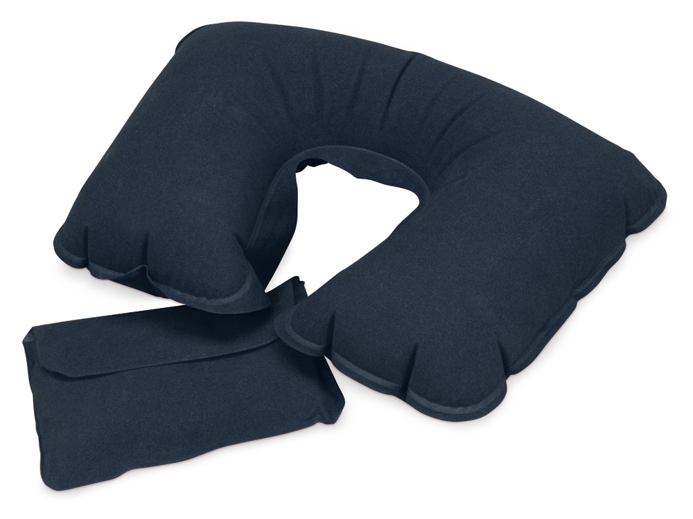 Подушка надувная под голову в чехле, темно-синий - купить оптом