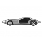 Ручка шариковая Сан-Марино в форме автомобиля с открывающимися дверями и инерционным механизмом движения, серебристая, серебристый/черный, фото 2