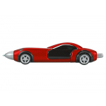 Ручка шариковая Сан-Марино в форме автомобиля с открывающимися дверями и инерционным механизмом движения, красная, красный/черный/серебристый, фото 2