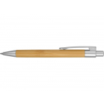 Ручка шариковая Borneo из бамбука, серебряный, черные чернила, светло-коричневый/серебристый, фото 3