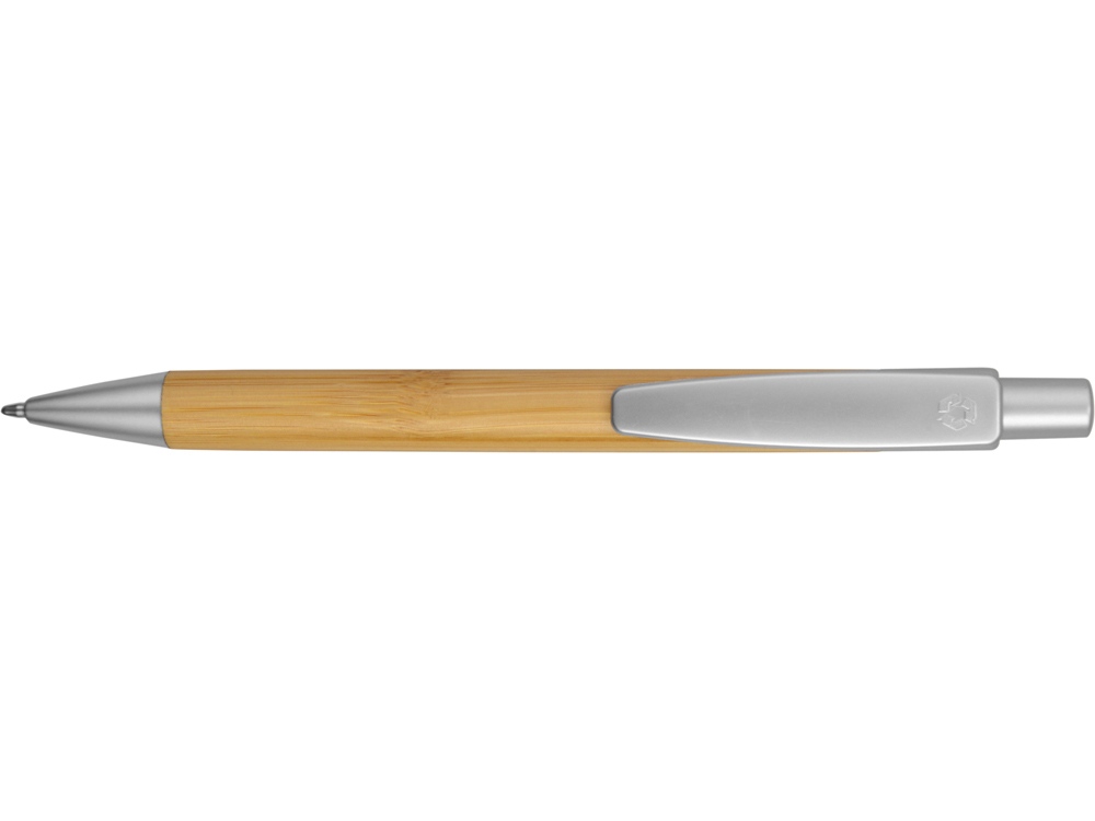 Ручка шариковая Borneo из бамбука, серебряный, черные чернила, светло-коричневый/серебристый - купить оптом
