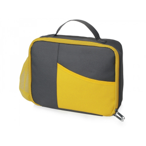 Изотермическая сумка-холодильник Breeze для ланч-бокса, серый/желтый - купить оптом