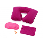 Набор для путешествий Глэм, маска - светло-розовый, подушка, чехол - фуксия, беруши - оранжевый