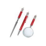 Набор Принц Уэльский : ручка шариковая, лупа, нож для бумаг, красный перламутр/серебристый, фото 1