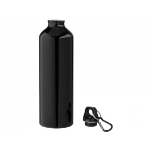 Алюминиевая бутылка для воды Oregon объемом 770 мл с карабином - сплошной черный - купить оптом