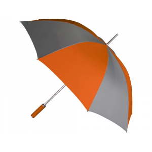 Зонт-трость механический, серый/оранжевый - купить оптом