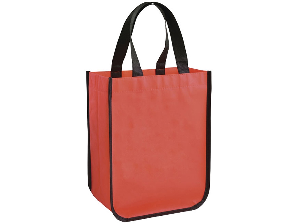 Маленькая ламинированная сумка для покупок, красный - купить оптом