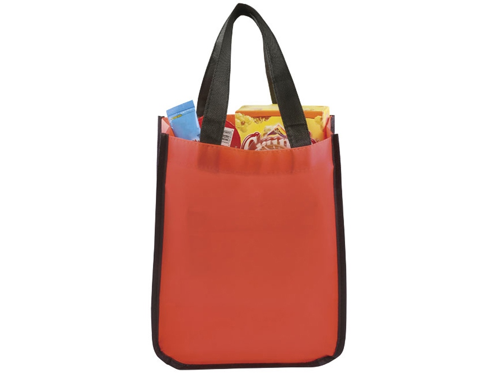 Маленькая ламинированная сумка для покупок, красный - купить оптом