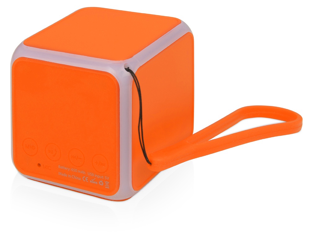 Портативная колонка Cube с подсветкой, оранжевый - купить оптом