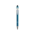 Ручка металлическая soft-touch шариковая со стилусом Sway, синий/серебристый, фото 1