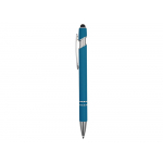 Ручка металлическая soft-touch шариковая со стилусом Sway, синий/серебристый, фото 2