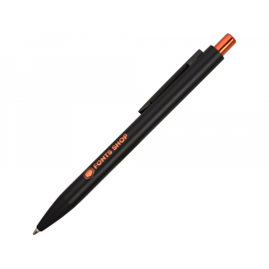Ручка металлическая шариковая Blaze с цветным зеркальным слоем, черный/оранжевый - купить оптом