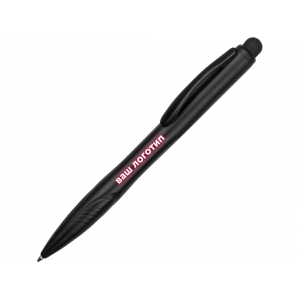 Ручка-стилус шариковая Light, черная с красной подсветкой, черный - купить оптом