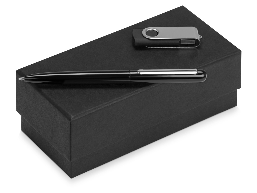 Подарочный набор Skate Mirro с ручкой для зеркальной гравировки и флешкой, черный - купить оптом