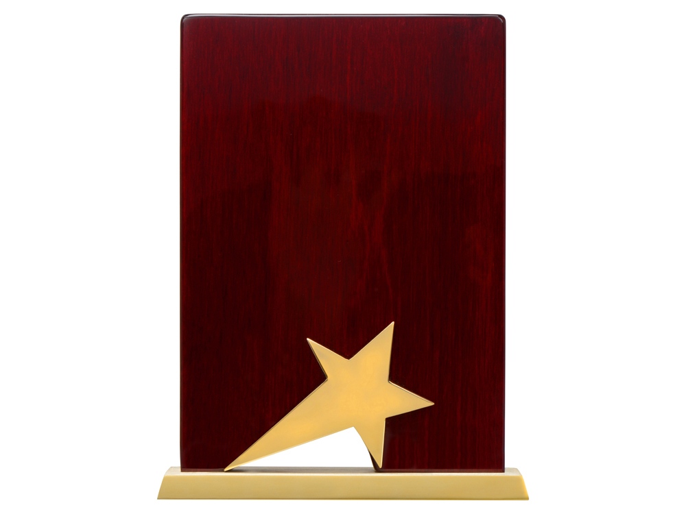 Награда Galaxy с золотой звездой, дерево, металл, в подарочной упаковке, коричневый - купить оптом