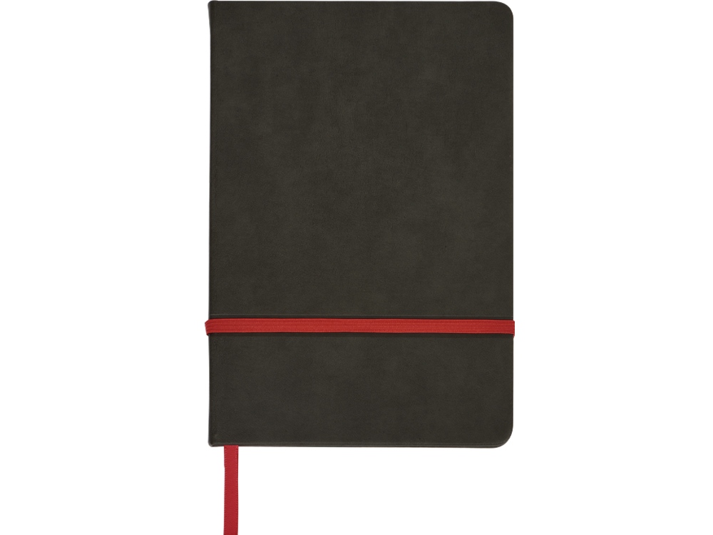 Блокнот Color линованный А5 в твердой обложке с резинкой, серый/красный - купить оптом