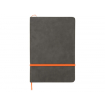Блокнот Color линованный А5 в твердой обложке с резинкой, серый/оранжевый, фото 2