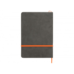 Блокнот Color линованный А5 в твердой обложке с резинкой, серый/оранжевый, фото 3