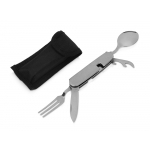 Приборы Camper 4 в 1 в чехле: вилка, ложка, нож, открывалка, серебристый