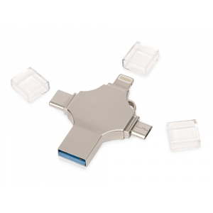 USB-флешка 3.0 на 32 Гб 4-в-1 Ultra в подарочной коробке, серебристый - купить оптом