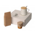 Подарочный набор с чаем, кружкой, мандариновым вареньем и ситечком Tea Celebration, кружка- белый, ситечко- серебристый