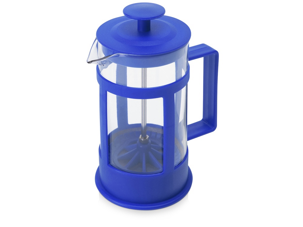 Подарочный набор с чаем, кружкой и френч-прессом Чаепитие, синий, кружка- ярко-синий, френч-пресс- синий/прозрачный - купить оптом