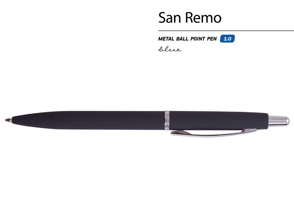 Ручка шариковая автоматическая BrunoVisconti1 мм, синийSAN REMO (navy металлический корпус) - купить оптом