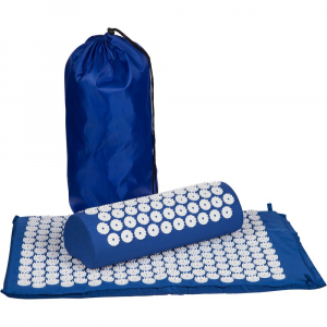 Массажный акупунктурный коврик с валиком Iglu, синий с белым - купить оптом
