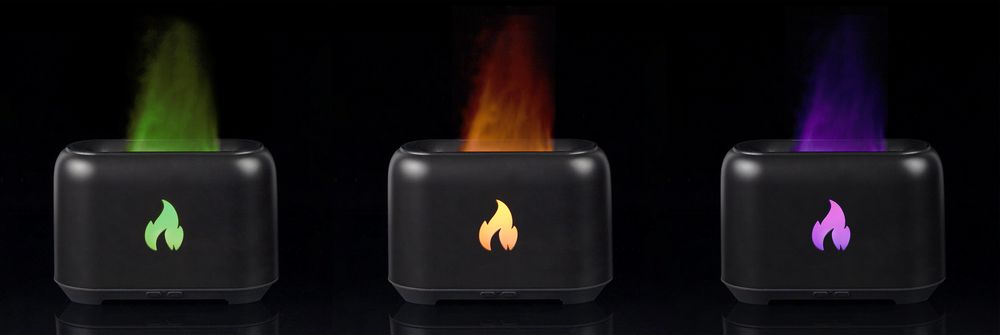 Увлажнитель-ароматизатор Fire Flick с имитацией пламени, черный - купить оптом
