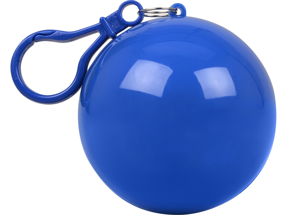 Дождевик в футляре с карабином, единый размер, прозрачный, синий - купить оптом