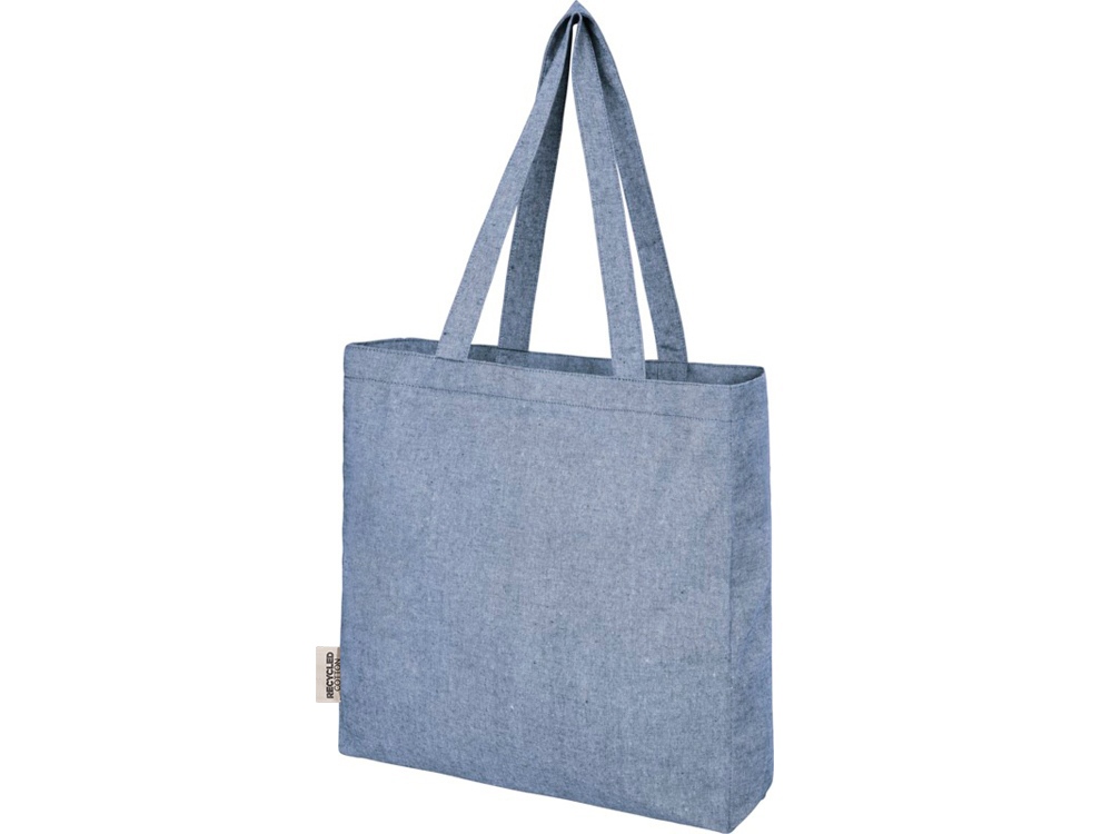 Эко-сумка Pheebs с клинчиком, изготовленная из переработанного хлопка, плотность 210 г/м2, синий мела - купить оптом