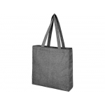 Эко-сумка Pheebs с клинчиком, изготовленная из переработанного хлопка, плотность 210 г/м2, черный мел