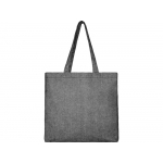 Эко-сумка Pheebs с клинчиком, изготовленная из переработанного хлопка, плотность 210 г/м2, черный мел, фото 1