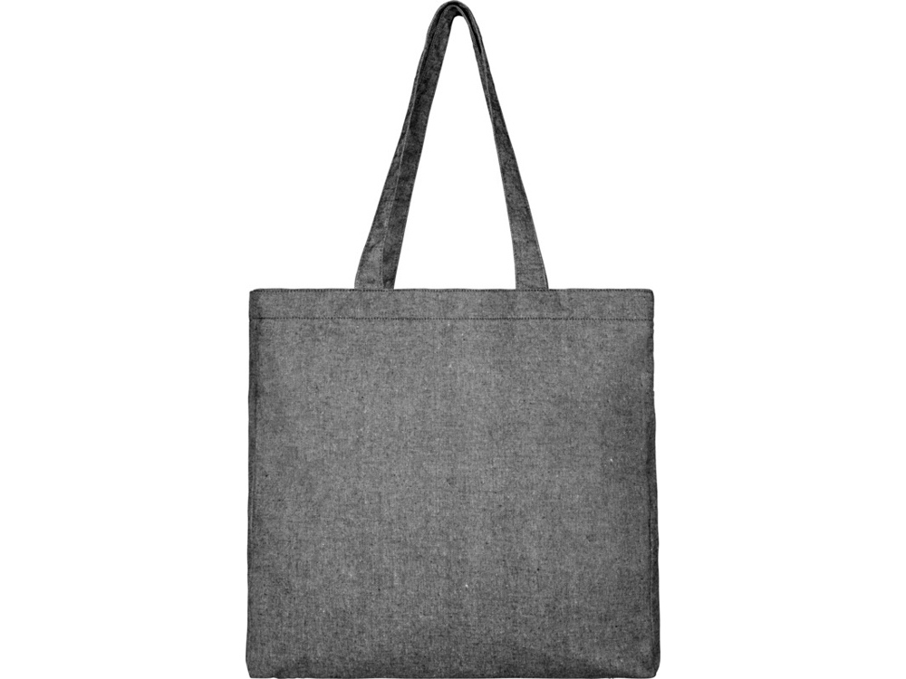 Эко-сумка Pheebs с клинчиком, изготовленная из переработанного хлопка, плотность 210 г/м2, черный мел - купить оптом