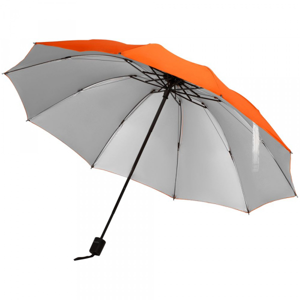 Зонт наоборот складной Stardome, оранжевый с серебристым - купить оптом