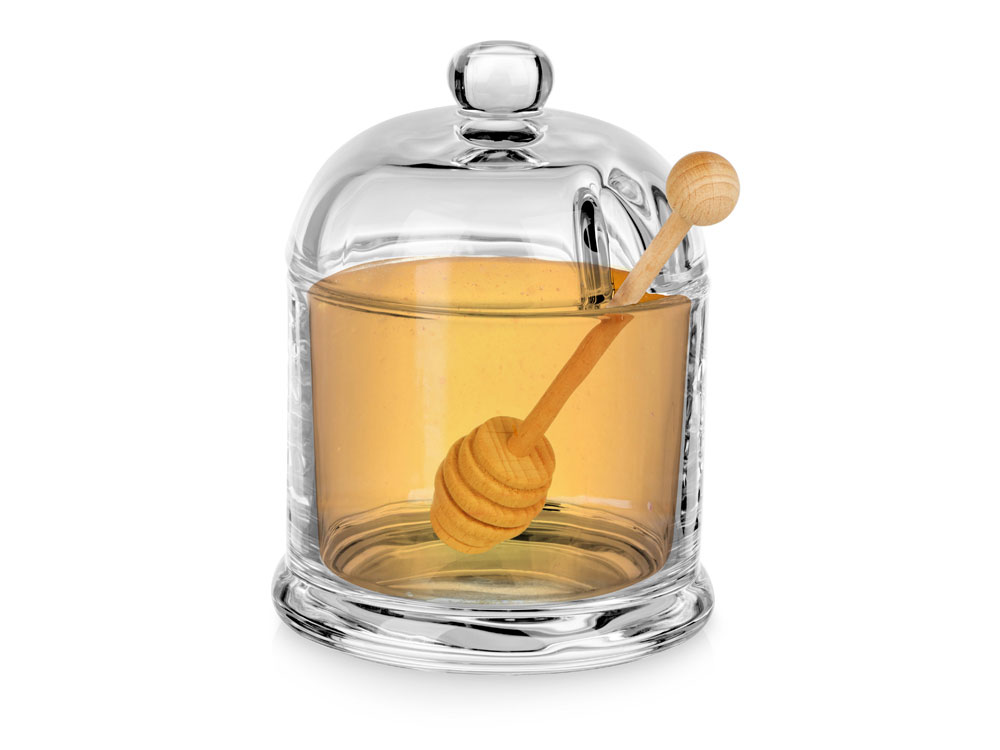 Стеклянная емкость для меда с ложкой Vira, прозрачный, натуральный - купить оптом