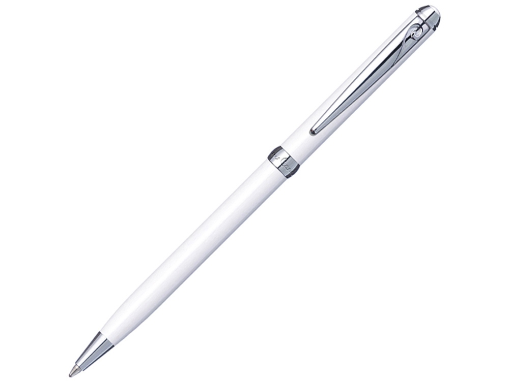 Ручка шариковая Pierre Cardin SLIM с поворотным механизмом, белый/серебро - купить оптом